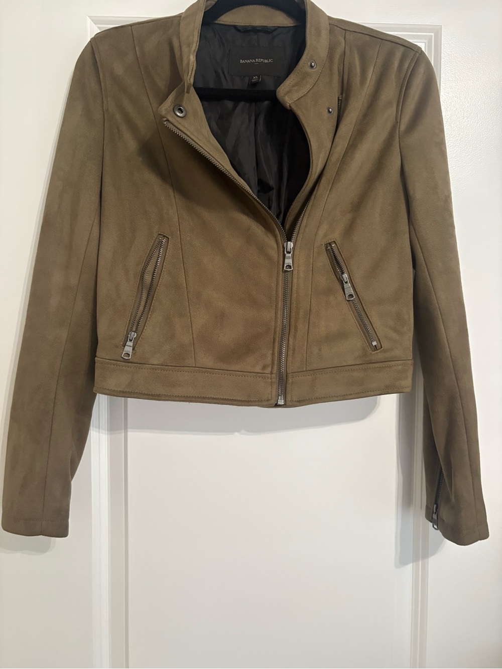 Banana Republic Olive fake Suede Moto Jacket
